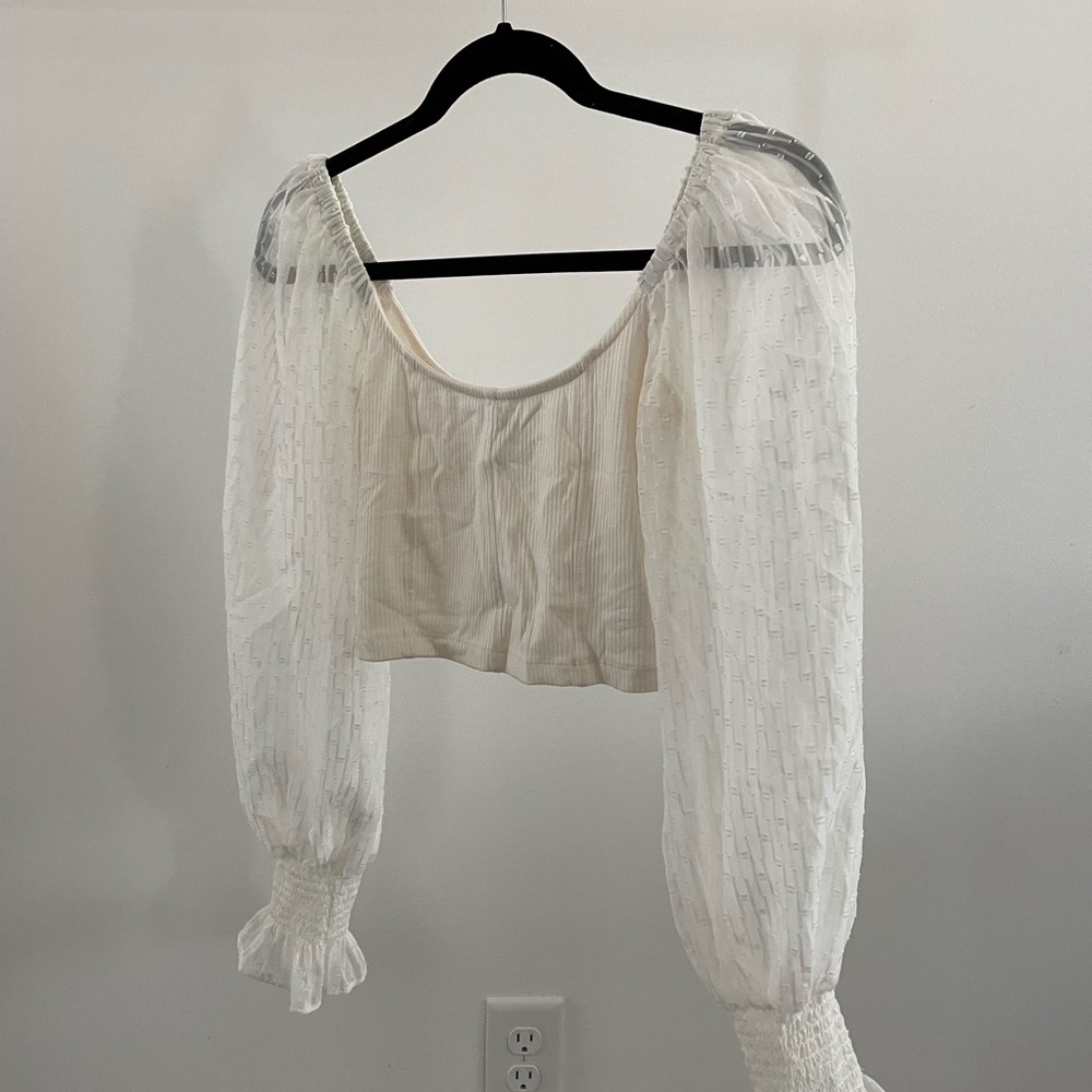 UO sheer sleeve blouse